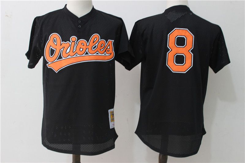 Men Baltimore Orioles 8 Cal Ripken Black Mesh Throwback MLB Jerseys